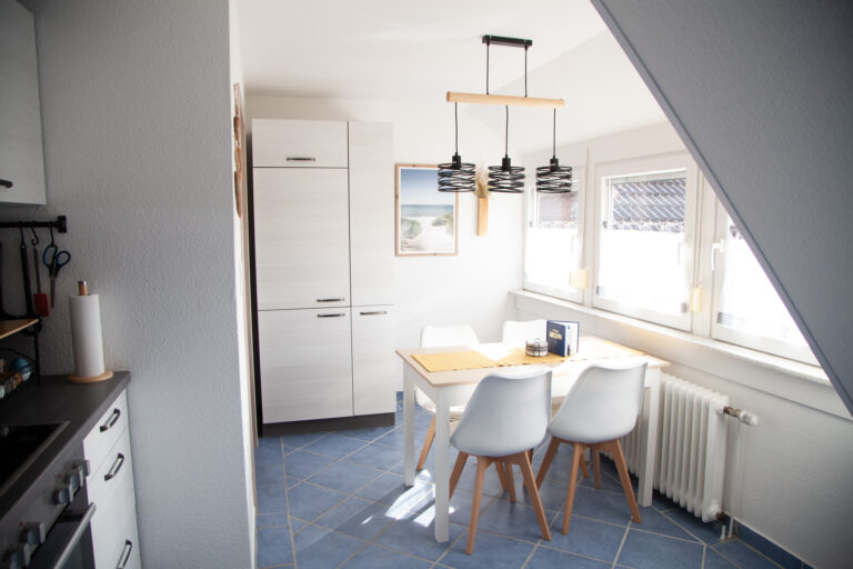Blick in die Küche - Ferienwohnung Augustfehn